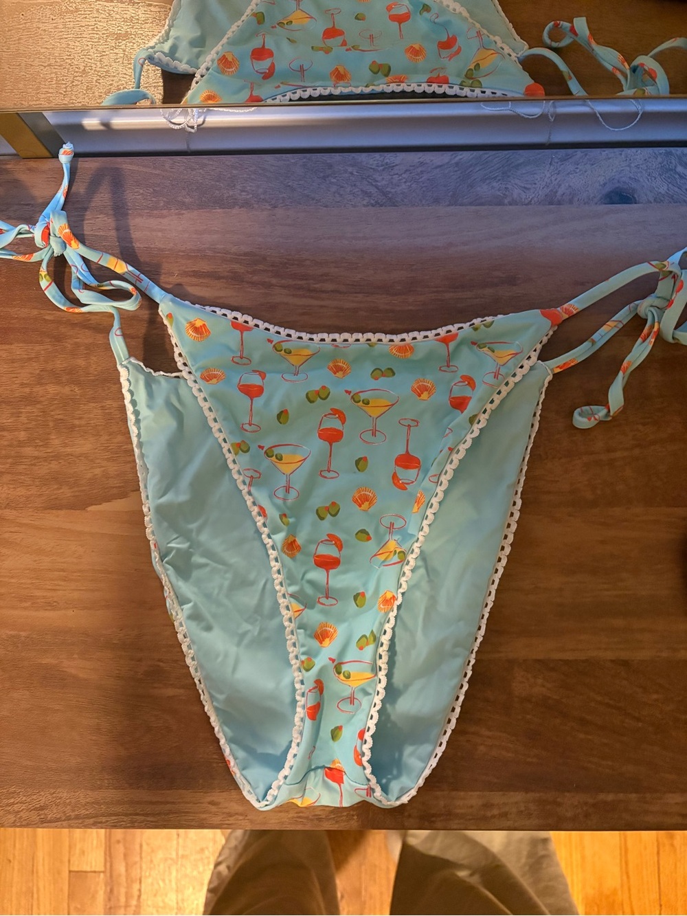 Dippin' Daisy's Aqua Cocktail-Print Tie-Side Bikini Bottom